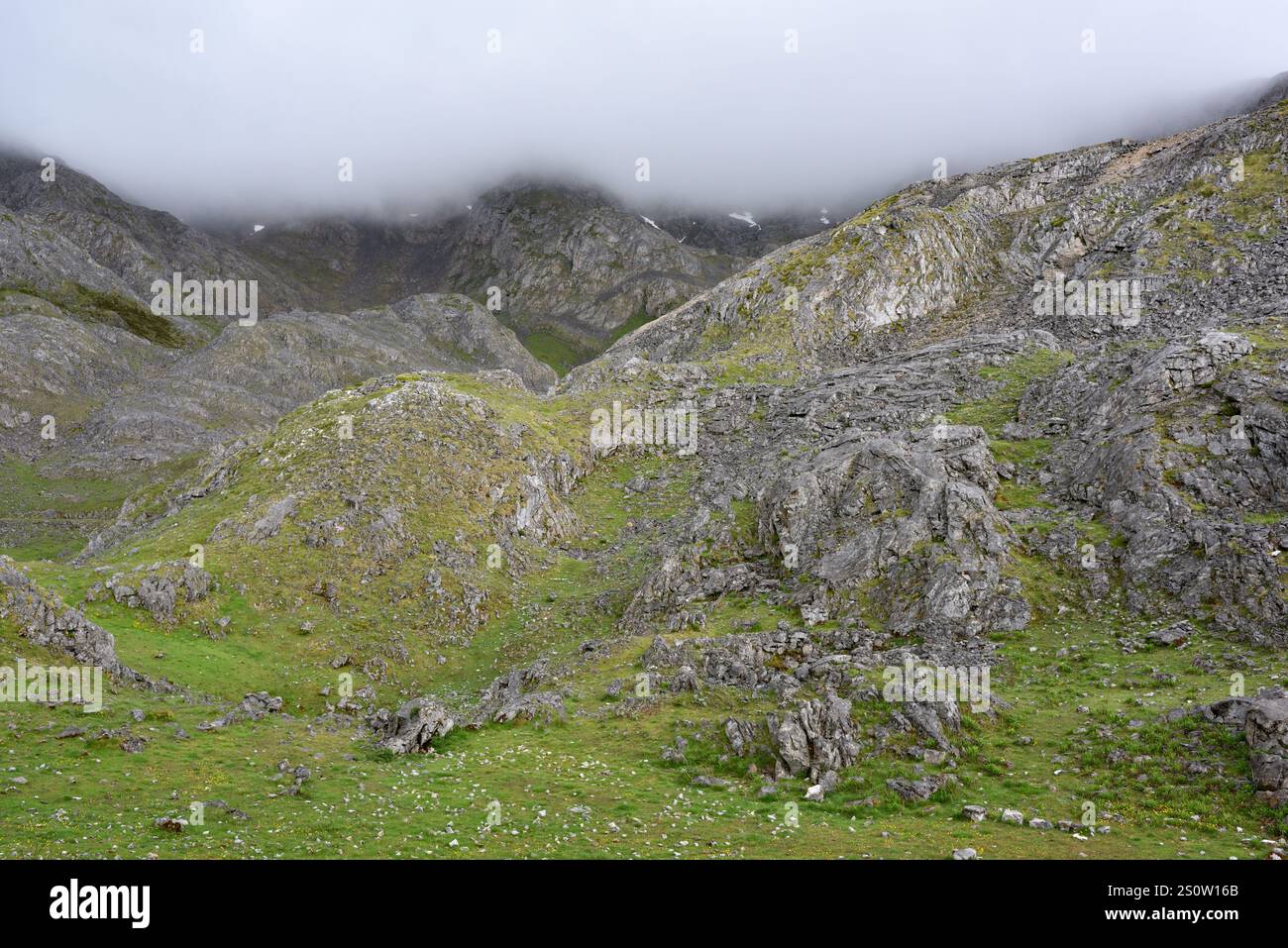 Wanderung auf Mancondiu im Nationalpark Picos de Europa, Spanien Stockfoto
