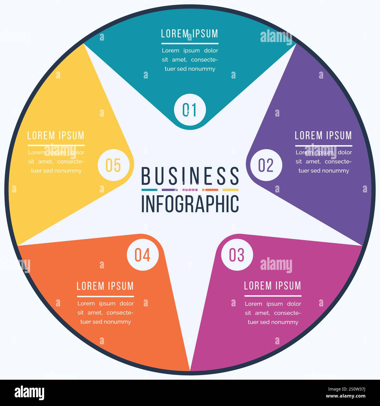 Infografik Business Design 5 Schritte, Objekte, Elemente oder Optionen Business Information Vorlage Stock Vektor