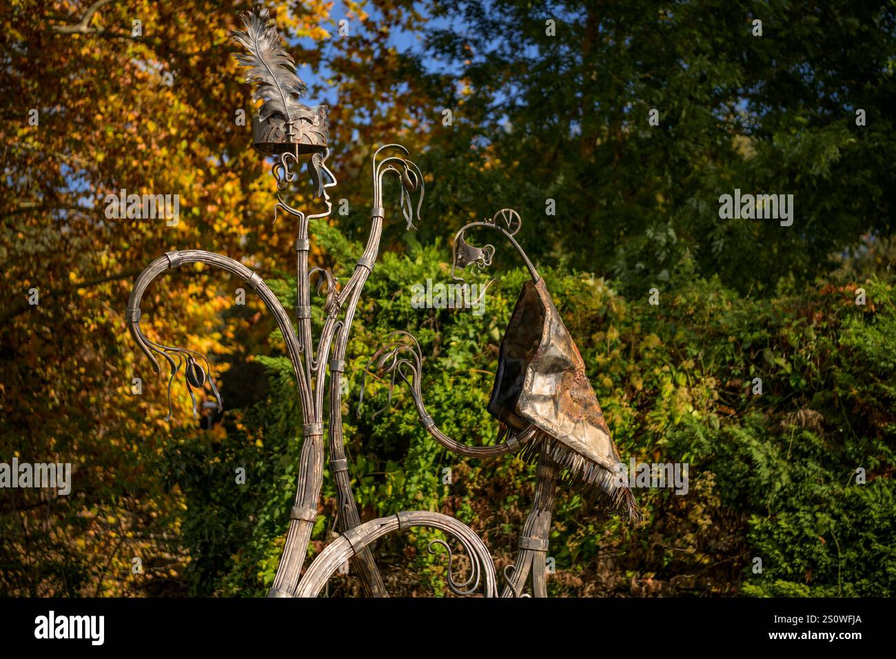 Hauptplatz von Sant Esteve de Palautordera an einem Herbstmorgen (Vallès Oriental, Barcelona, ​​Catalonia, Spanien) Stockfoto