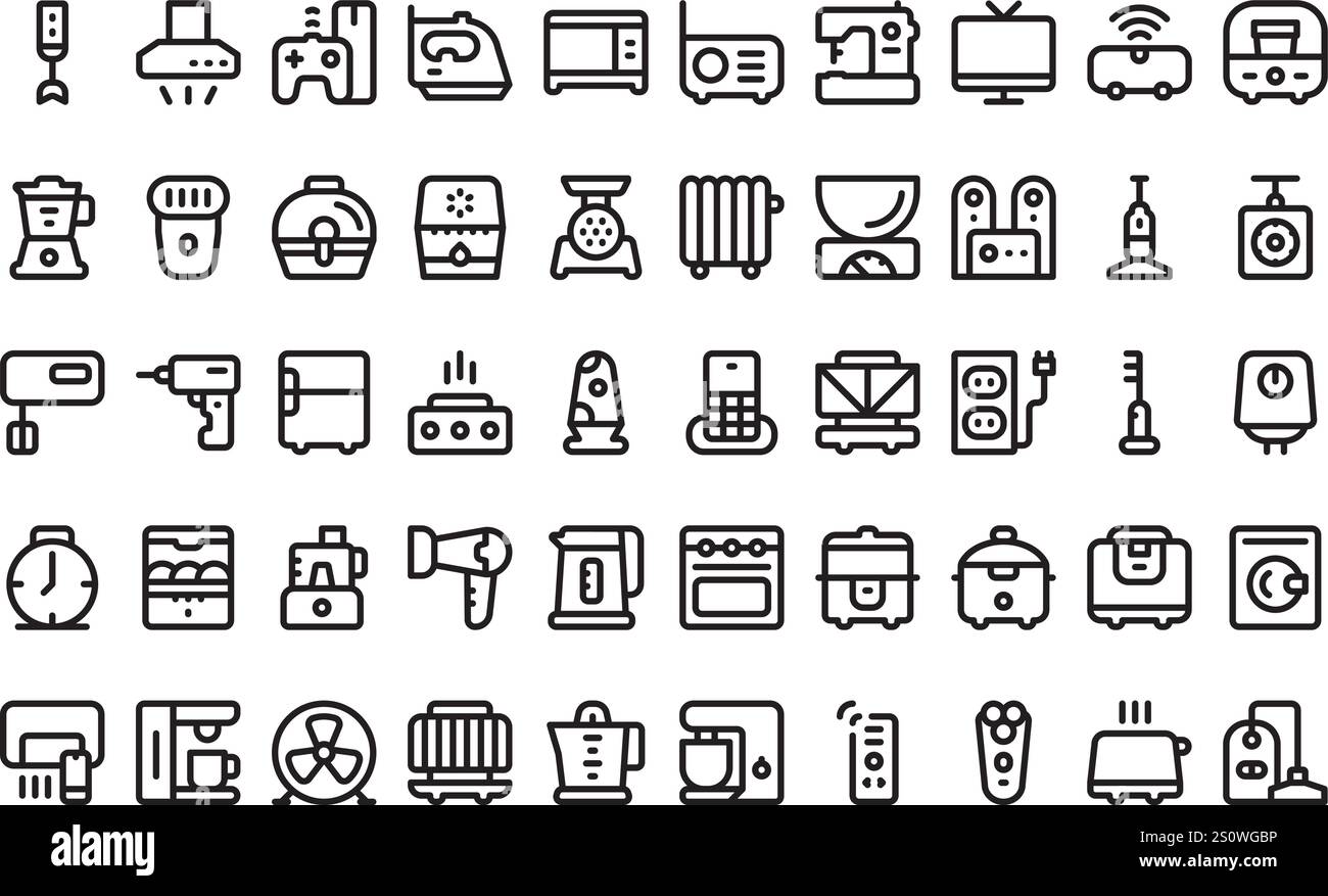 Symbole für Haushaltsgeräte hochwertige Vektorsymbole mit editierbarer Kontur. Ideal für professionelle und kreative Projekte. Stock Vektor