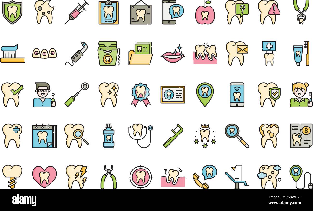 Zahnarztsymbole hochwertige Vektor-Icons-Sammlung mit editierbarem Schlaganfall. Ideal für professionelle und kreative Projekte. Stock Vektor