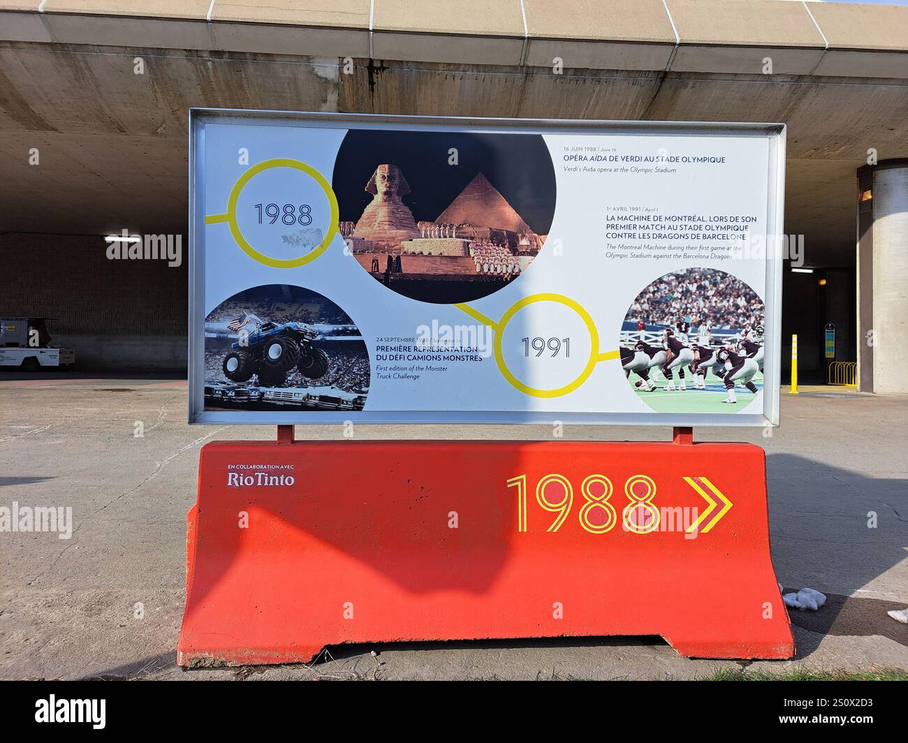 1988 - 1991 Geschichte des Olympiastadions in Montreal, Quebec, Kanada Stockfoto