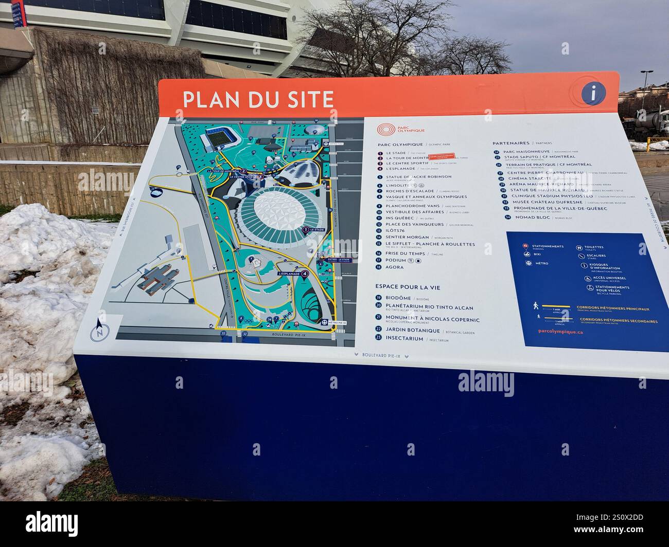 Plan für den Olympiapark in Montreal, Quebec, Kanada Stockfoto