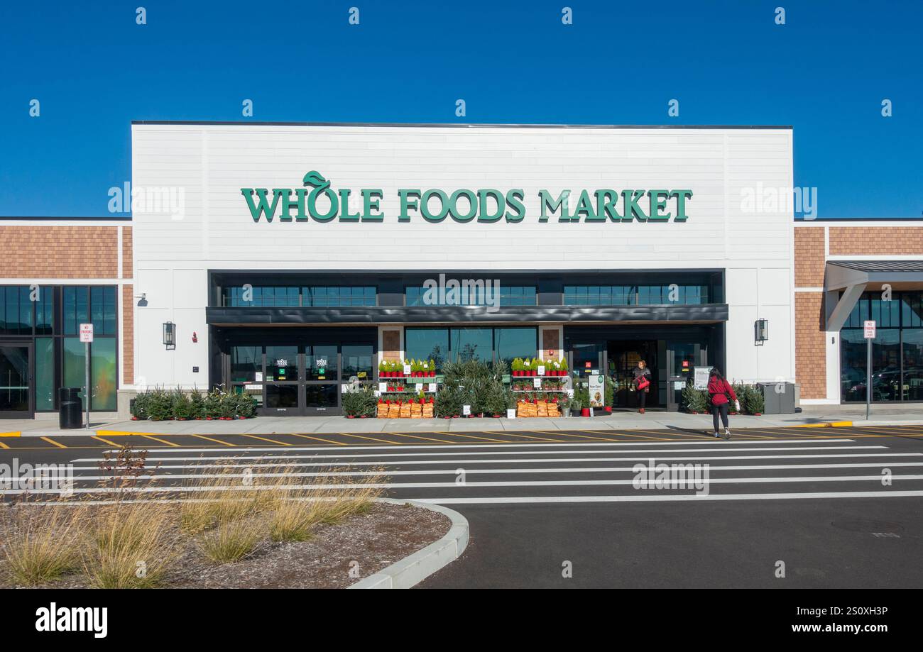 Eingang des Whole Foods Market Store von außen Stockfoto