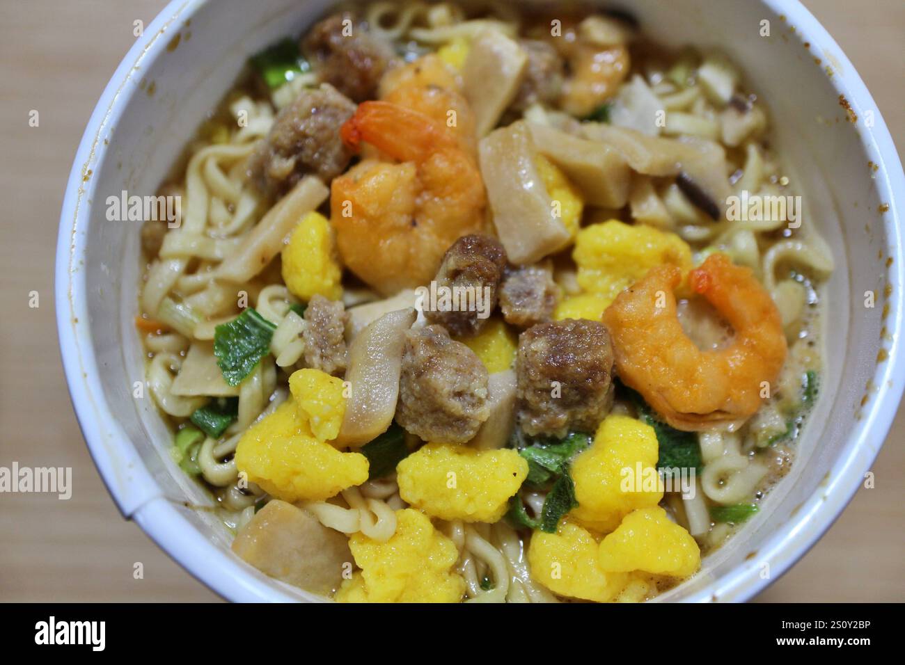Japanische Ramen-Nudeln (gekocht) Stockfoto