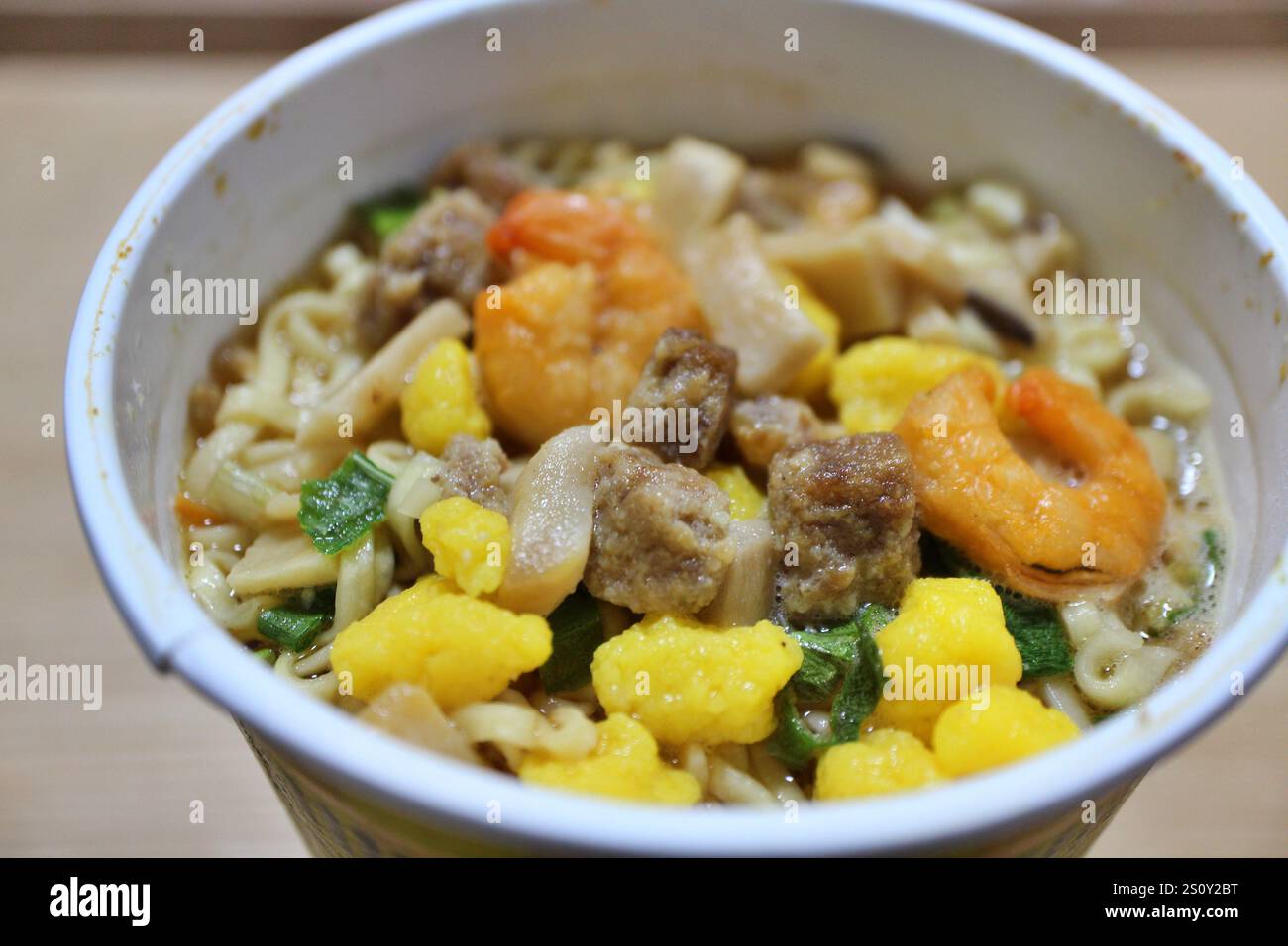 Japanische Ramen-Nudeln (gekocht) Stockfoto