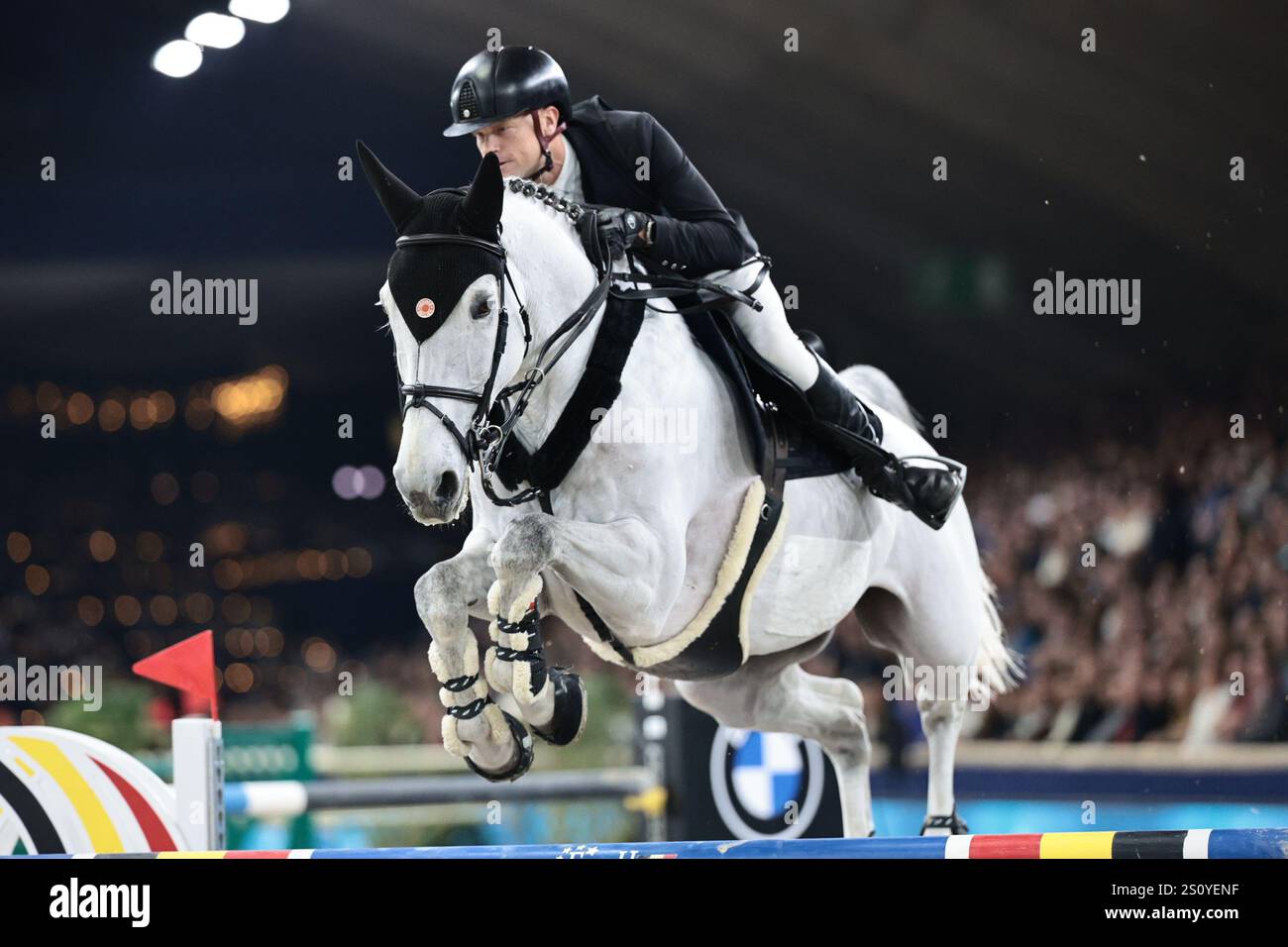 Jérôme Guery von Belgien mit Großbritannien V während des Großen Preises von Sport Vlaanderen beim springenden Mechelen am 29. Dezember 2024, Mechelen, Belgien (Foto: Maxime David - MXIMD Pictures) Stockfoto