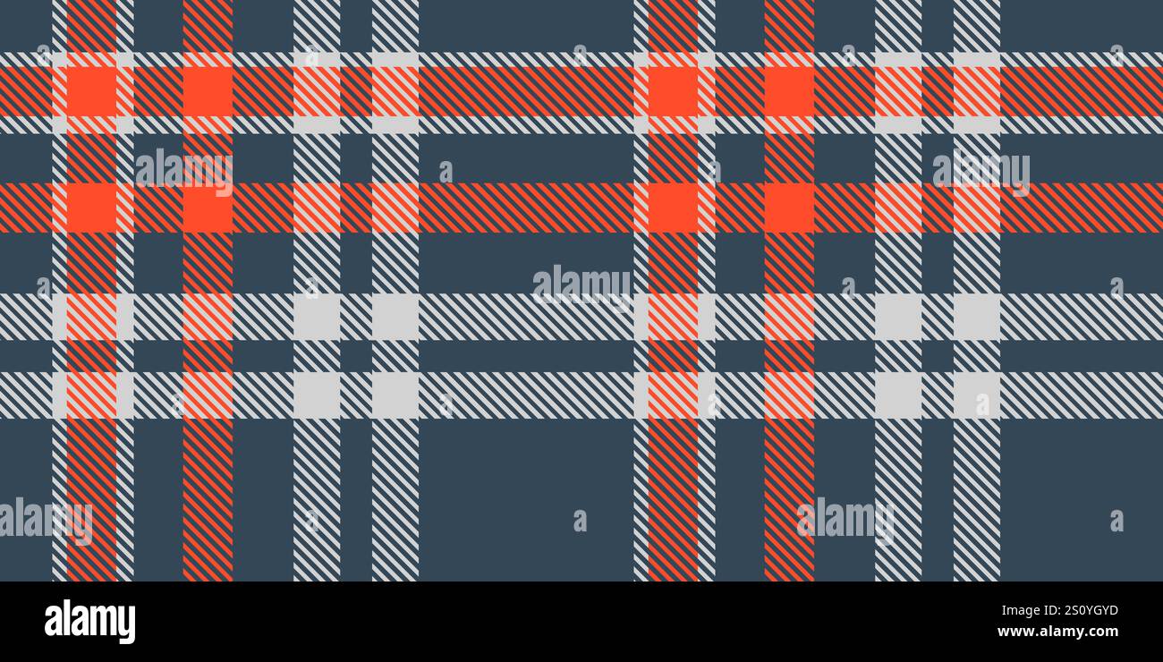 Modernes nahtloses Muster mit Schottenkaro in marineblauen, roten und weißen Streifen für Textilien, Mode und klassisches Design Stock Vektor