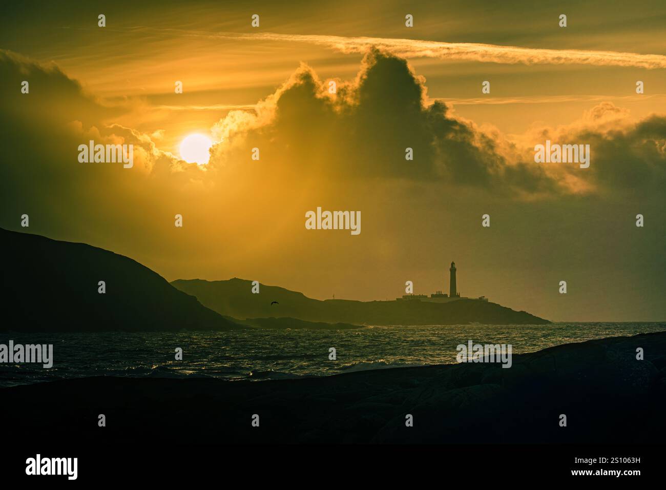 Ardnamurchan Lighthouse at Sunset, Scottish Highlands Stockfoto