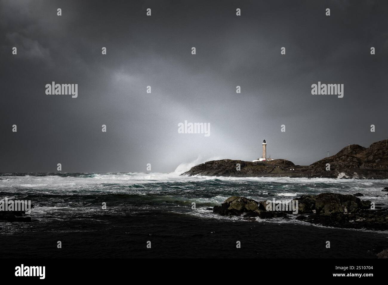 Ardnamurchan Lighthouse während eines Sturms Stockfoto