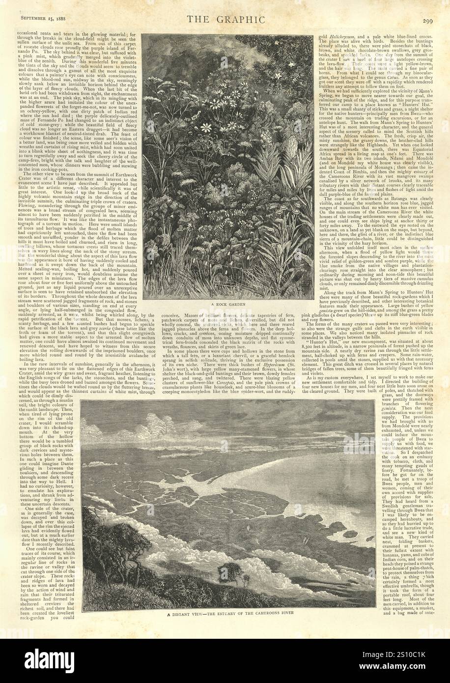 Vintage-Illustration des Aufstiegs der Cameroons Mountains von Sir Henry Hamilton Johnston, britischer Entdecker, Botaniker und Künstler, 19. Jahrhundert Stockfoto