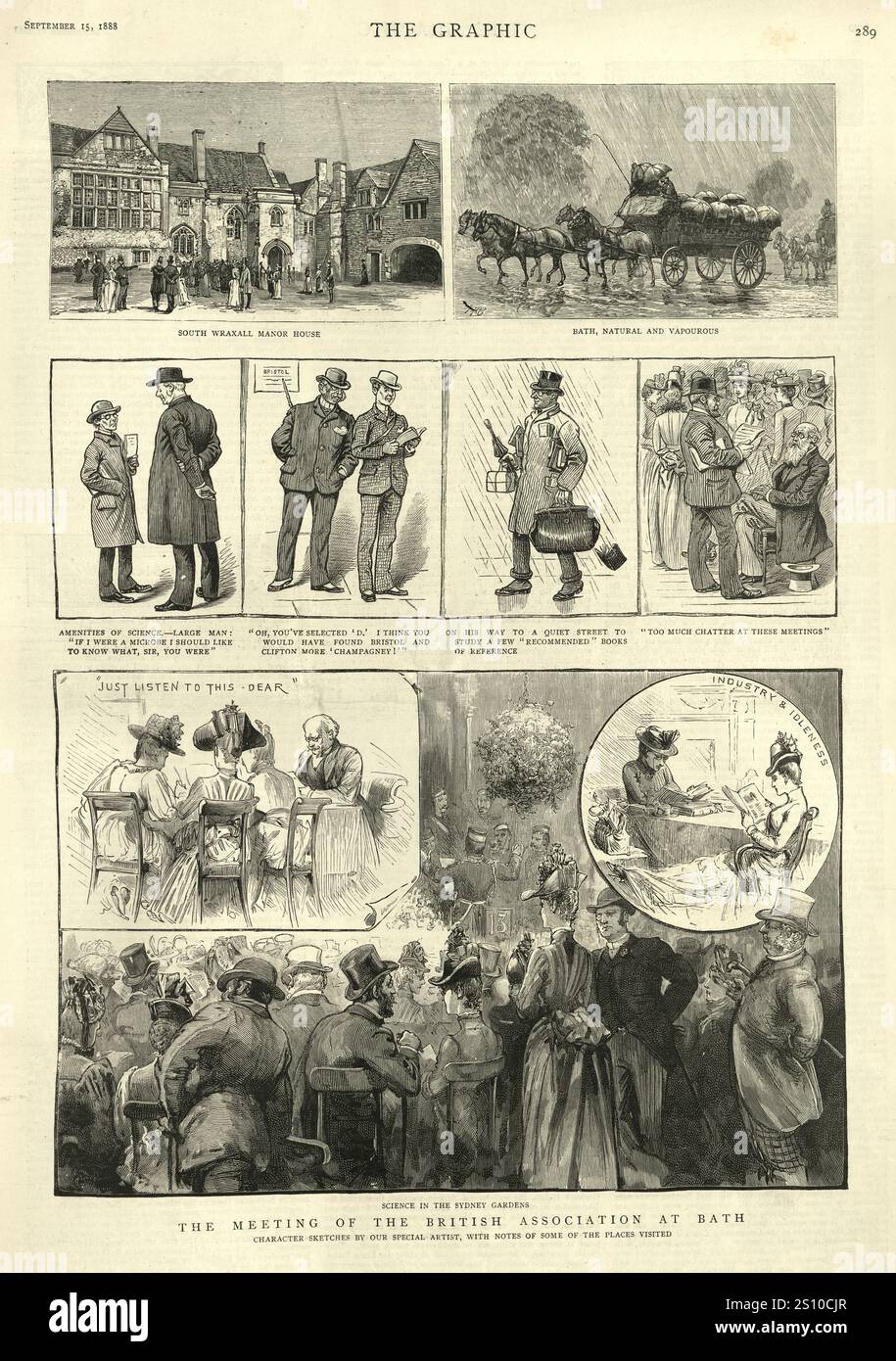 Skizzen aus dem Treffen der British Association in Bath, Bradford-on-Avon, Victorian, 1888, 19. Jahrhundert Stockfoto