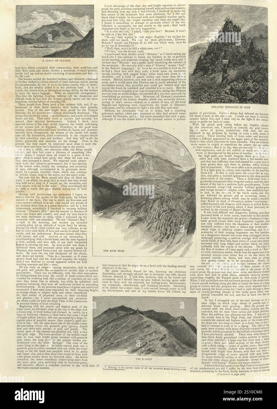Vintage-Illustration des Aufstiegs der Cameroons Mountains von Sir Henry Hamilton Johnston, britischer Entdecker, Botaniker und Künstler, 19. Jahrhundert Stockfoto