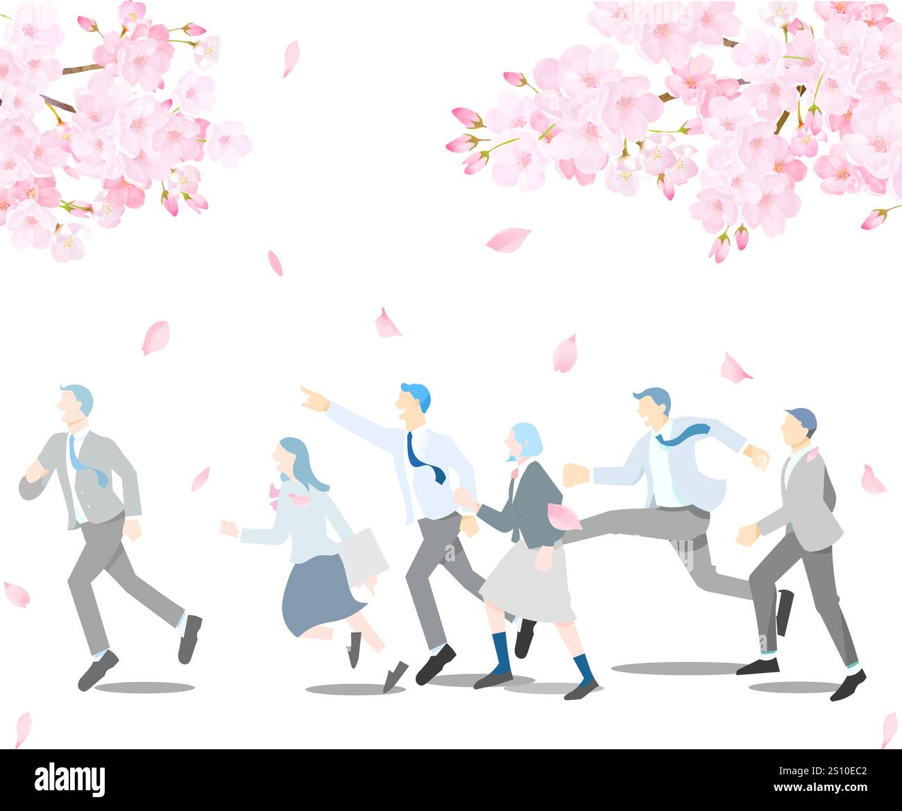 sakura Kirschblüten und Studenten Absolventvektor Illustration Stock Vektor