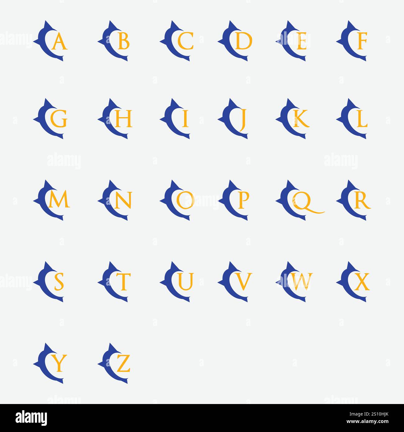 Satz des anfänglichen Buchstabens Kompass Symbol Vektor Logo Vorlage Illustration Design Stock Vektor