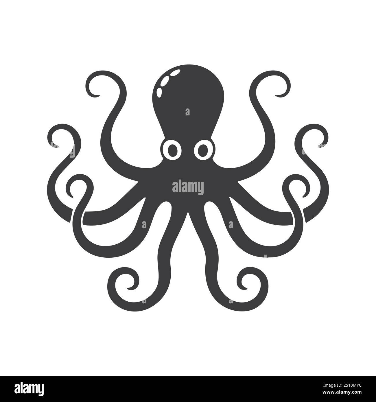 Schwarze Silhouettenvektor-Illustration eines Oktopus Stock Vektor
