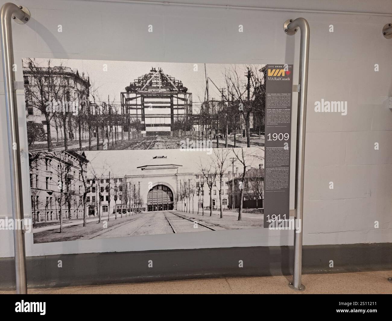 Manitoba archiviert Bilder der frühen Bauphase der Union Station in Winnipeg, Manitoba, Kanada Stockfoto