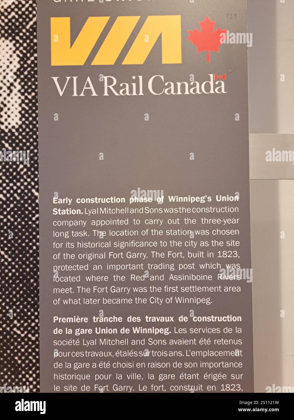 Manitoba-Archive unterzeichnen die frühe Bauphase der Union Station in Winnipeg, Manitoba, Kanada Stockfoto