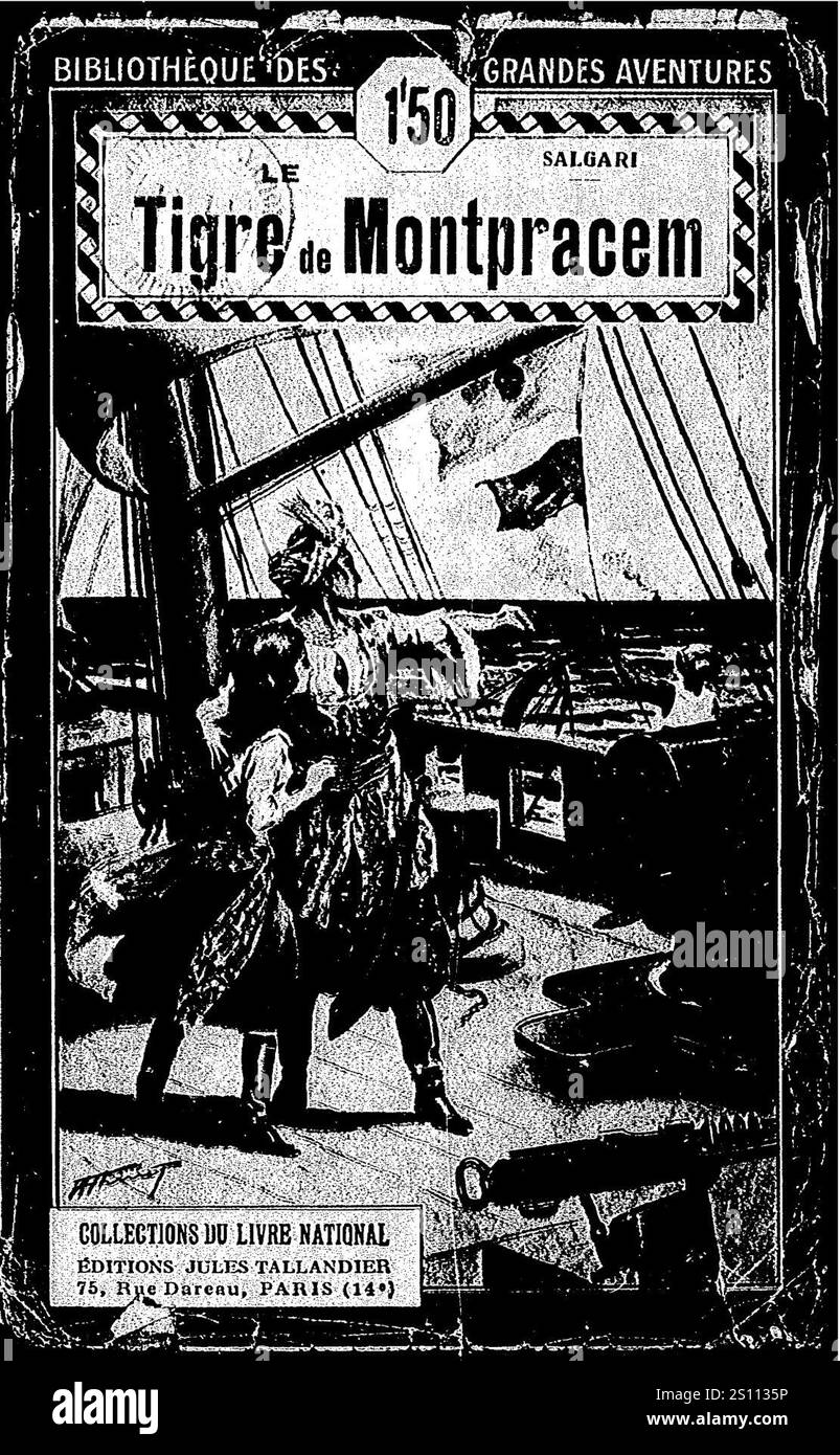 Emilio Salgari Le tigre de MontPracem 1925 (Ernte Seite 2). Stockfoto