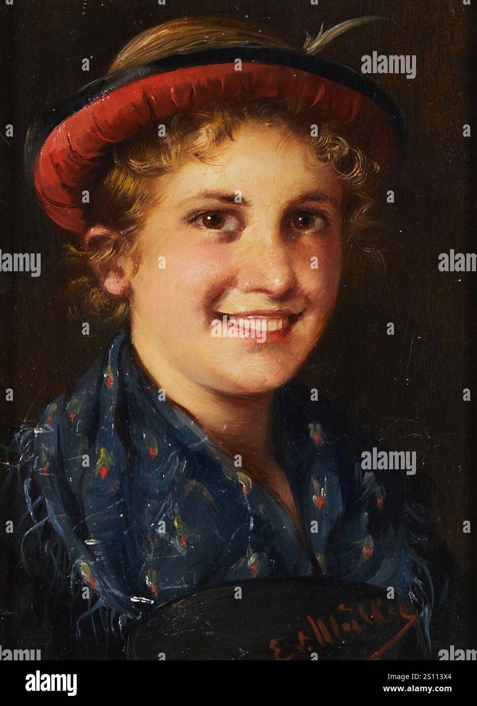 Emma Müller Edle von Seehof Mädchen mit Hut 2. Stockfoto