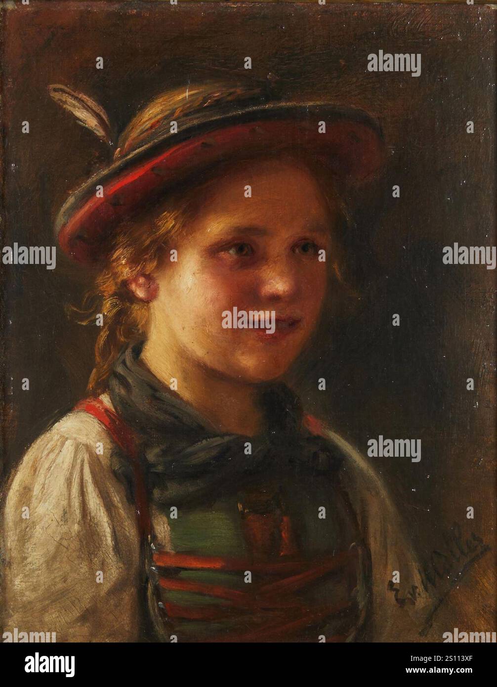 Emma Müller Edle von Seehof Junges Dirndl mit Hut. Stockfoto