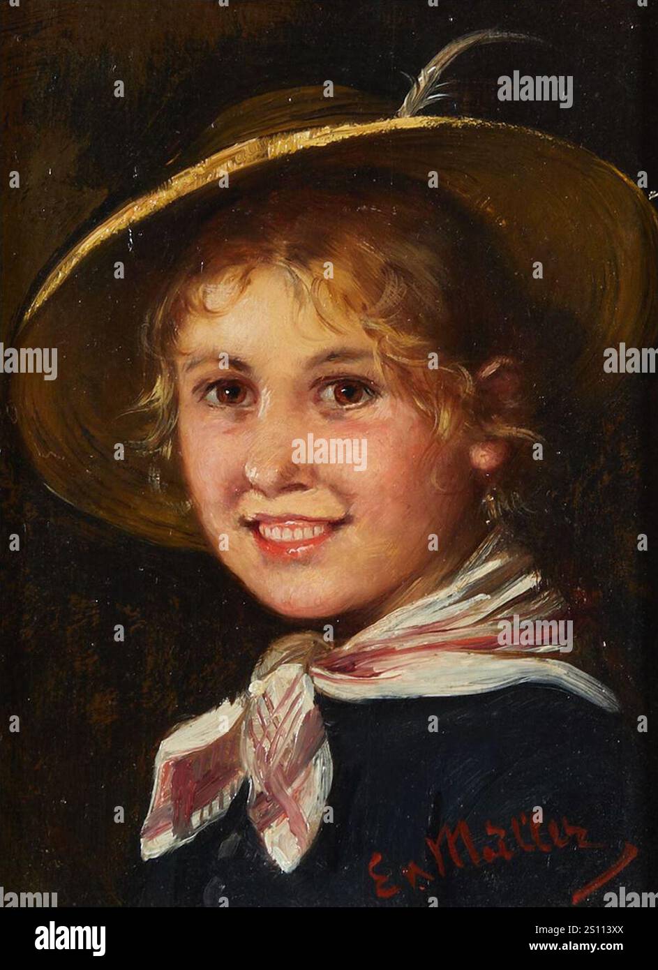 Emma Müller Edle von Seehof Mädchen mit Hut 1. Stockfoto