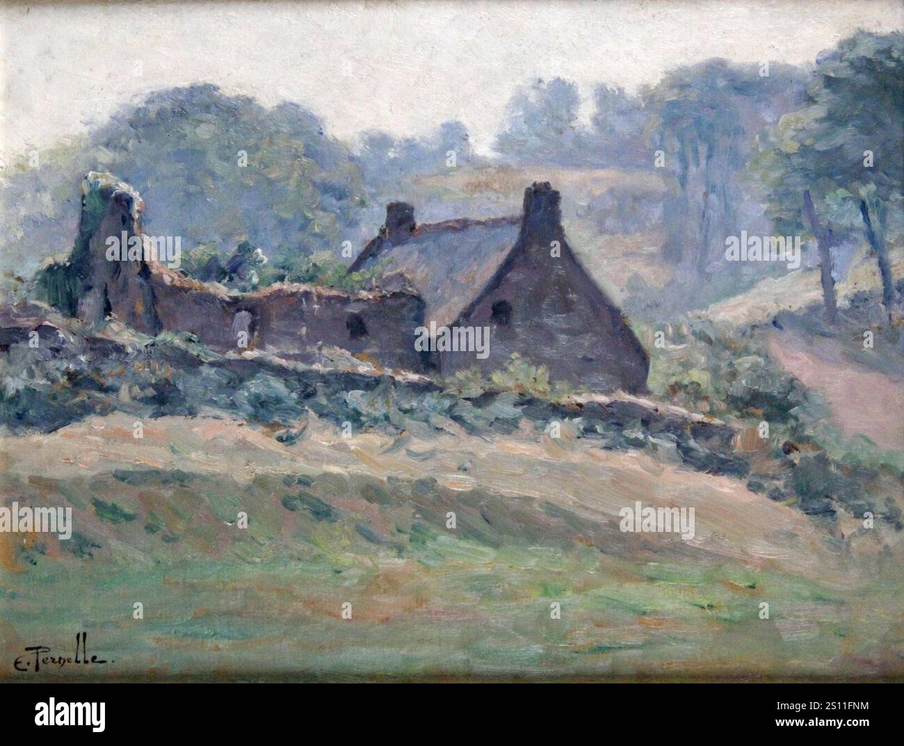 Ernest-Marie Pernelle - Ferme en ruine Huile sur carton Titré, Signée en bas à gauche 22 x 28 cm. Stockfoto Ernest-Marie Pernelle - Ferme en ruine Huile sur carton Titré, Signée en bas à gauche 22 x 28 cm. Stockfoto