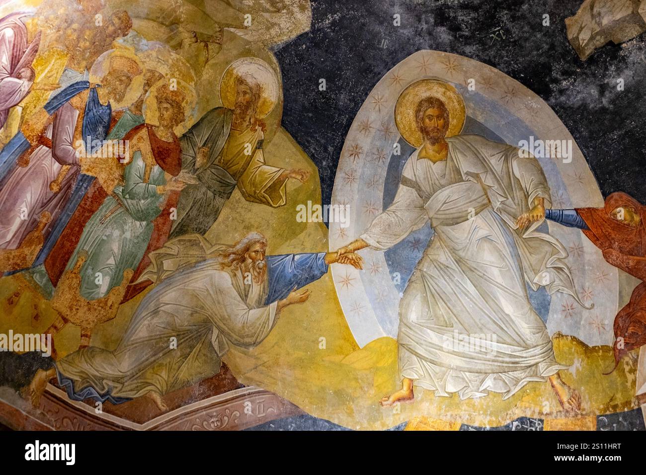 Detail aus dem Fresko der Auferstehung aus der Pareklission der Chora-Kirche, Istanbul, Türkei Stockfoto Detail aus dem Fresko der Auferstehung aus der Pareklission der Chora-Kirche, Istanbul, Türkei Stockfoto