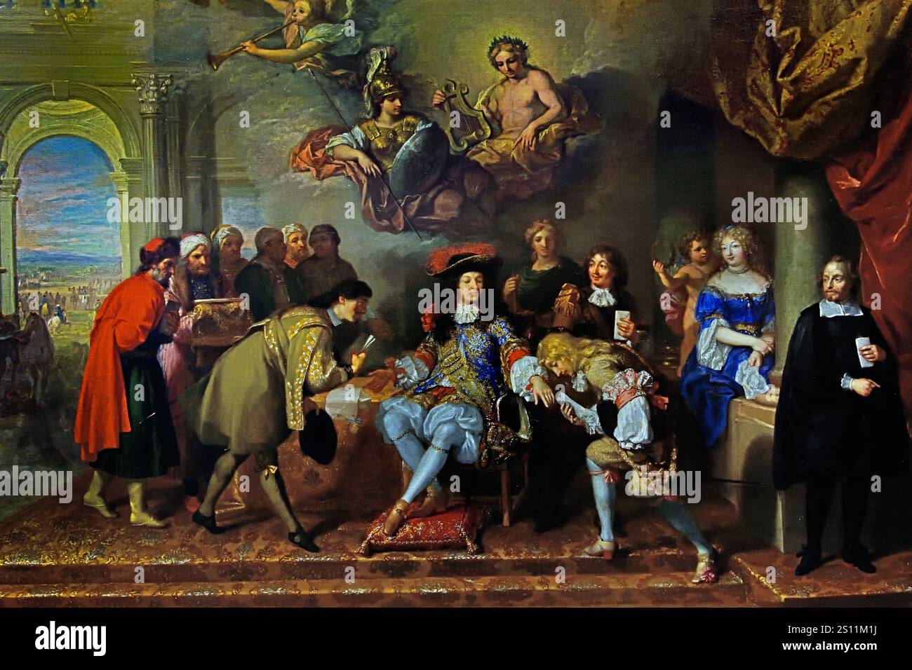Botschafter vor Ludwig XIV (Friedensvertrag von Nijmegen) von 1680 Adam Frans Van der Meulen Niederlande, Niederländisch, Museum für schöne Kunst, Stockfoto Botschafter vor Ludwig XIV (Friedensvertrag von Nijmegen) von 1680 Adam Frans Van der Meulen Niederlande, Niederländisch, Museum für schöne Kunst, Stockfoto