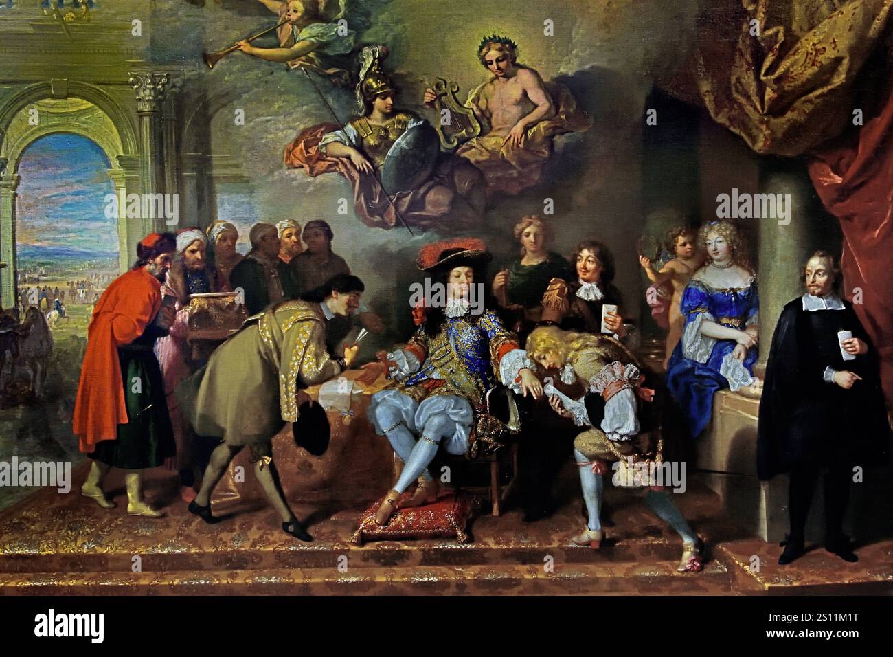 Botschafter vor Ludwig XIV (Friedensvertrag von Nijmegen) von 1680 Adam Frans Van der Meulen Niederlande, Niederländisch, Museum für schöne Kunst, Stockfoto Botschafter vor Ludwig XIV (Friedensvertrag von Nijmegen) von 1680 Adam Frans Van der Meulen Niederlande, Niederländisch, Museum für schöne Kunst, Stockfoto