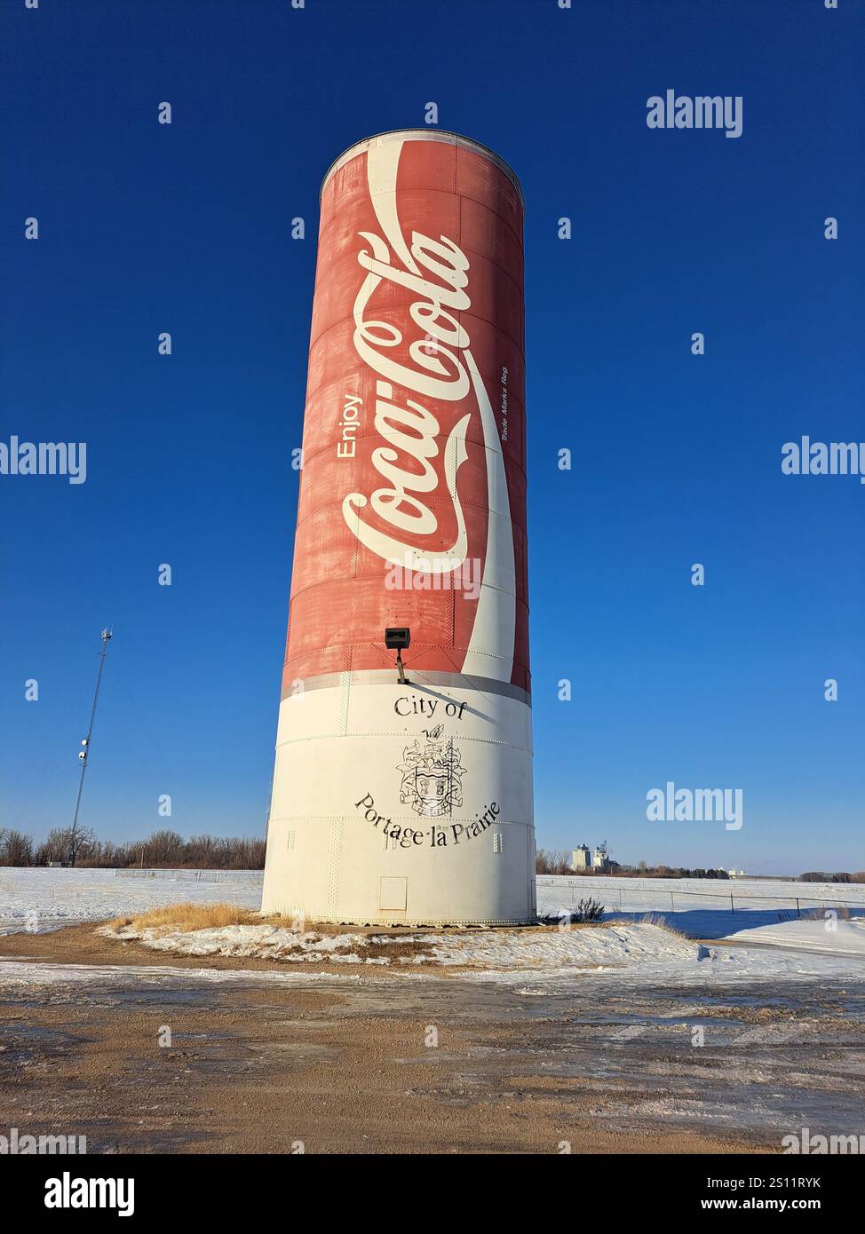Größte Cola-Dose in Portage-la-Prairie, Manitoba, Kanada Stockfoto
