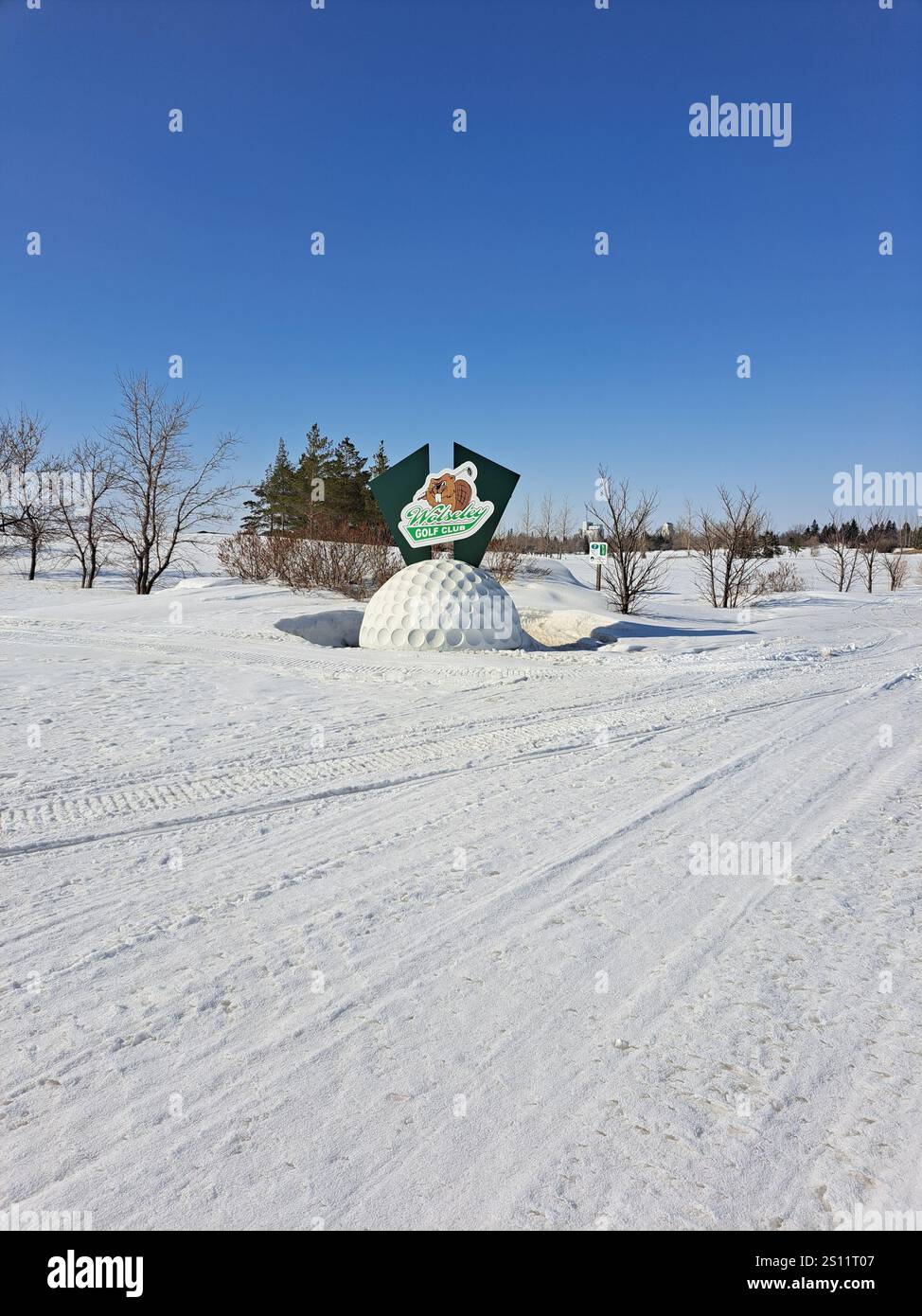Wolseley Golf Club-Schild in Wolseley, Saskatchewan, Kanada Stockfoto