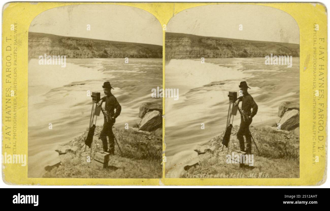 F. Jay Haynes an den Great Falls des Missouri River. Stockfoto