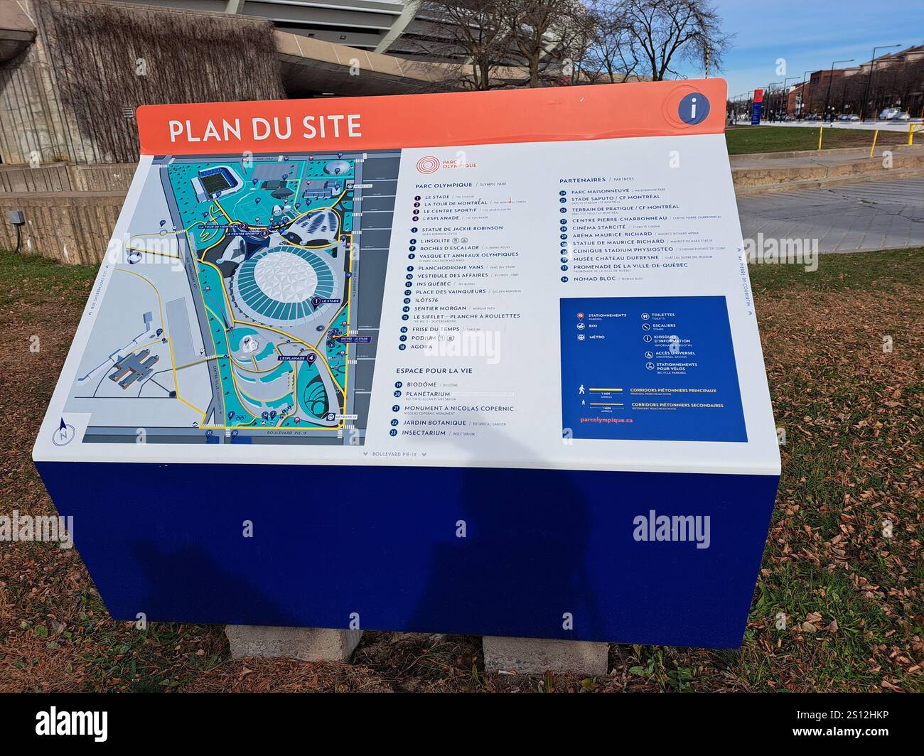 Plan für den Olympiapark in Montreal, Quebec, Kanada Stockfoto