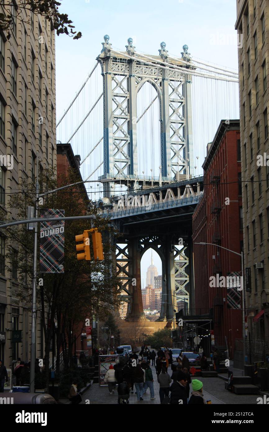 Blick Auf Die Dumbo Manhattan Brooklyn Bridge Stockfoto