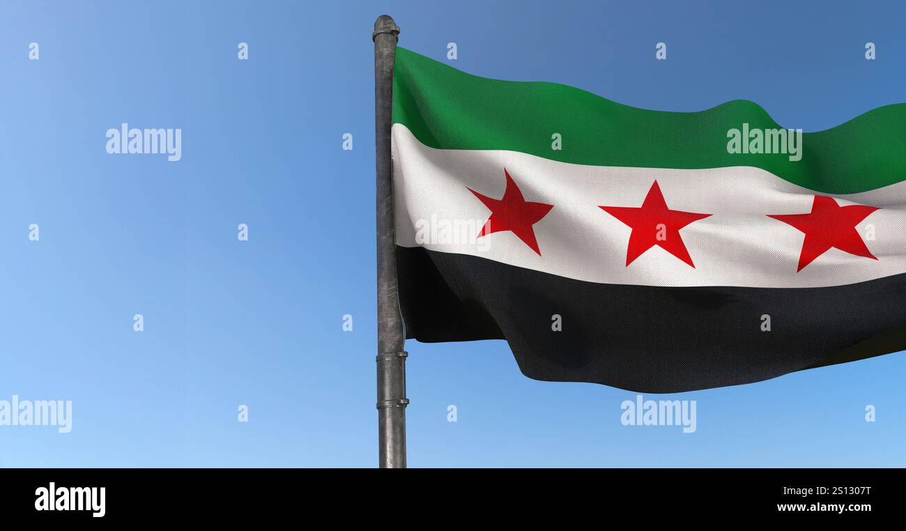 Syrische Flagge, Flagge der syrischen Revolution - neue syrische Flagge Stockfoto
