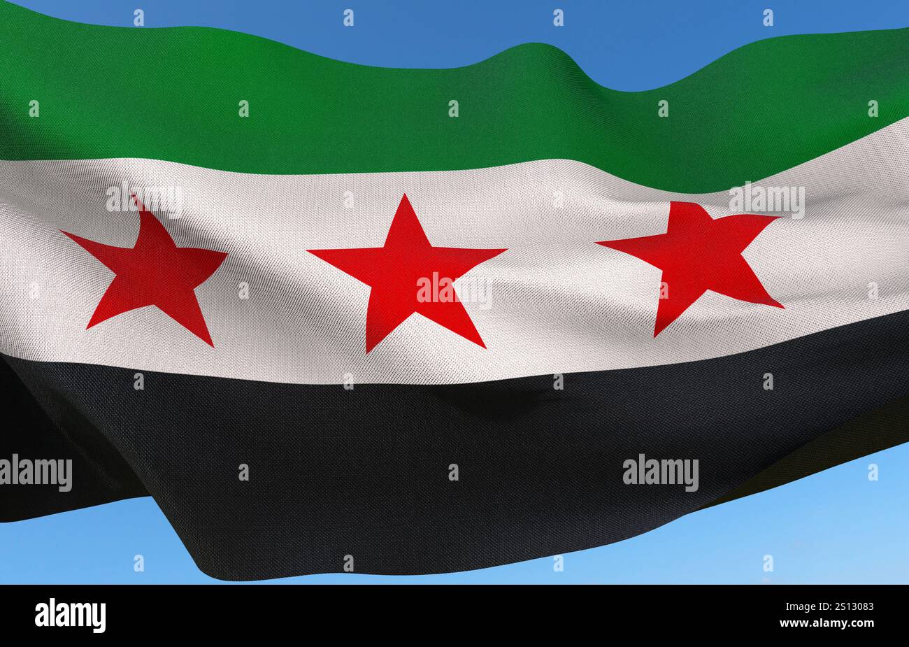 Syrische Flagge, Flagge der syrischen Revolution - neue syrische Flagge Stockfoto