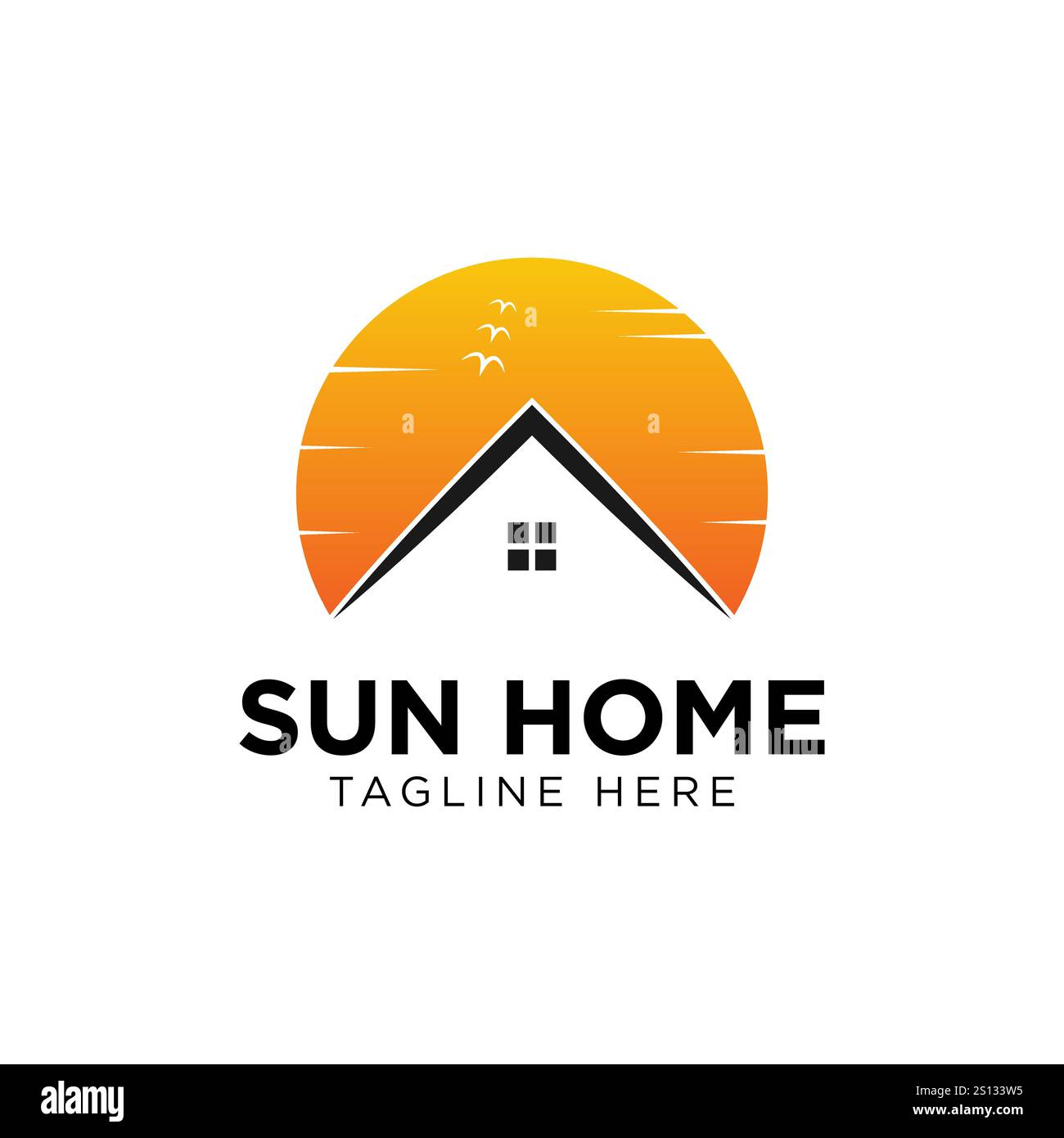 Sun House-Logo. Immobilien modernes und elegantes Design. Stock Vektor