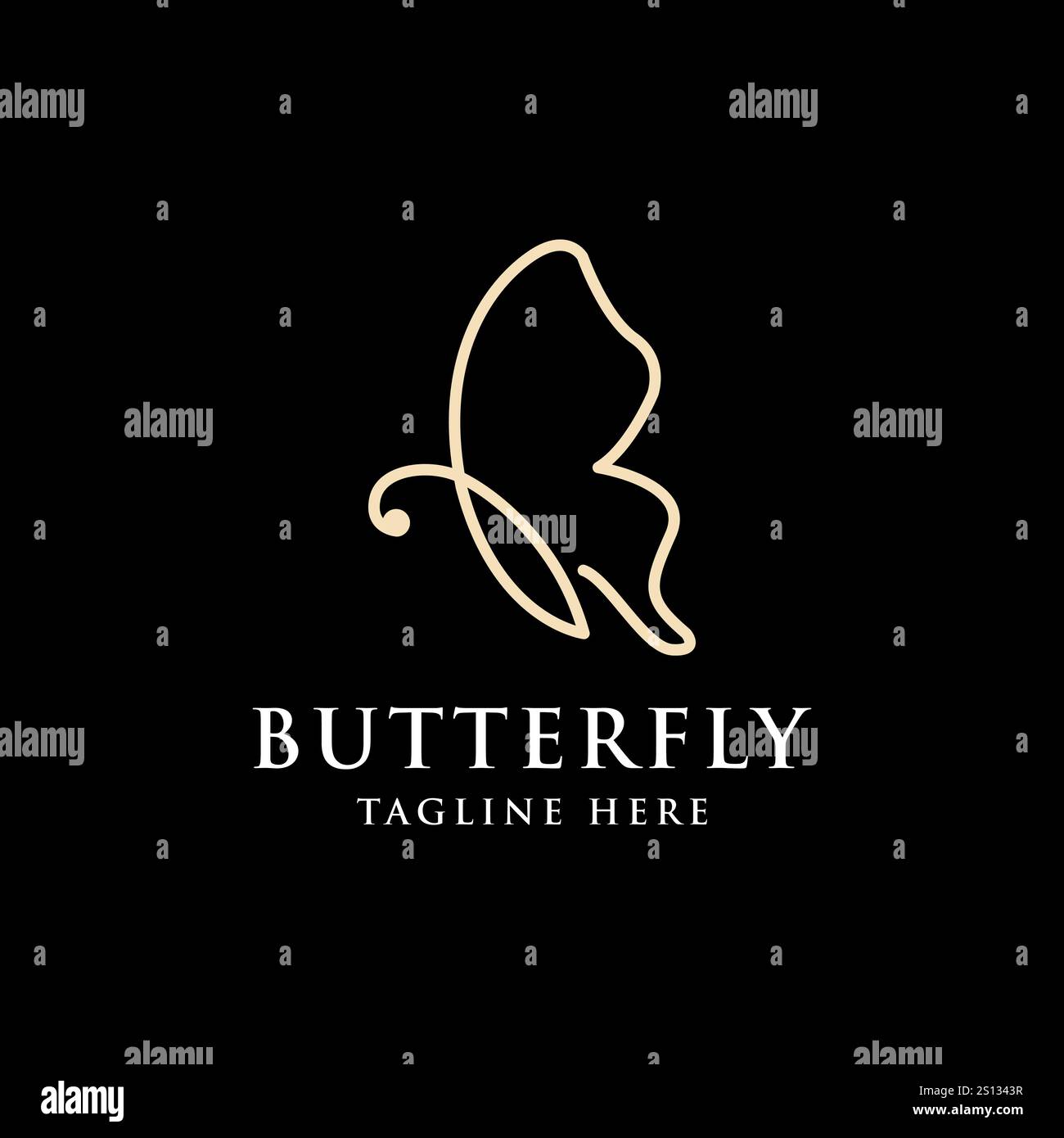 Logo mit fliegenden Schmetterlingen und schlichtem, minimalistischem Liniendesign Stock Vektor