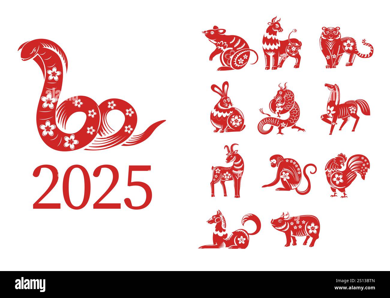 Chinesisches Zodiac-Tierset-Design Stock Vektor