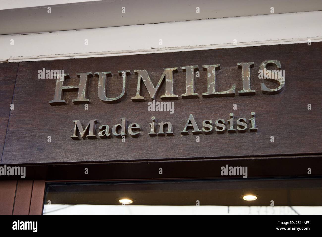 Venedig, Italien. Dezember 2024. Demos, gemacht in Assisi-Zeichen. Stockfoto