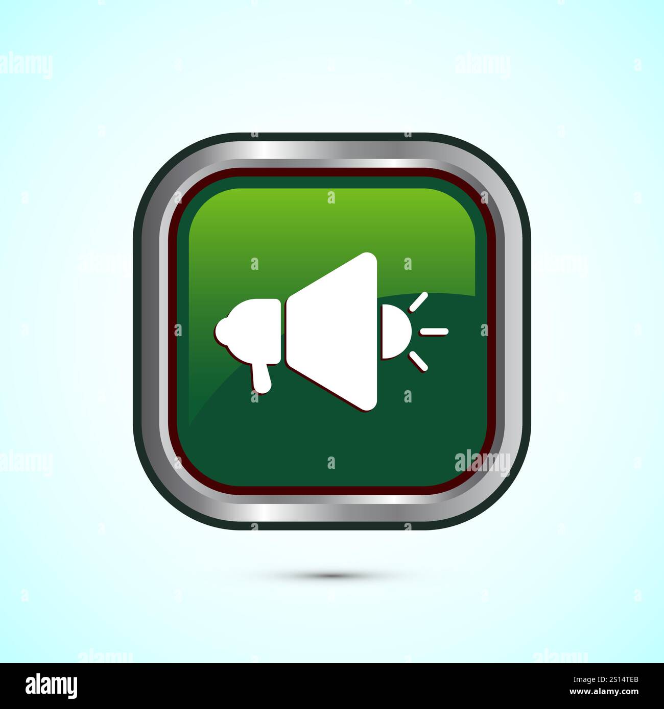 Megaphone-Symbol-Design-Illustration, Lautsprechersymbol, Rufzeichen. Schaltflächendesign Stock Vektor