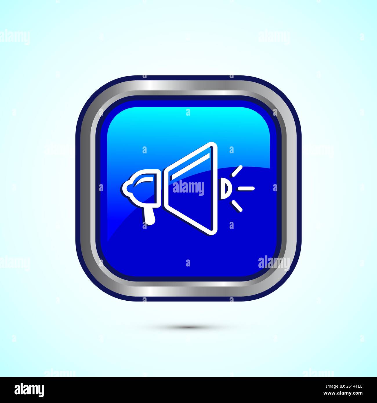 Megaphone-Symbol-Design-Illustration, Lautsprechersymbol, Rufzeichen. Schaltflächendesign Stock Vektor