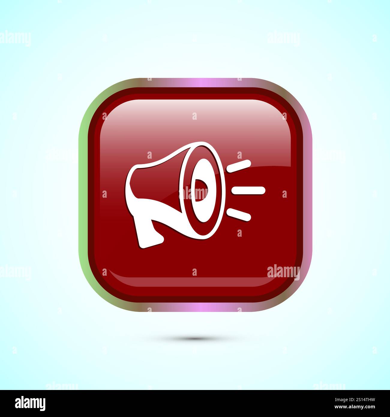 Megaphone-Symbol-Design-Illustration, Lautsprechersymbol, Rufzeichen. Schaltflächendesign Stock Vektor