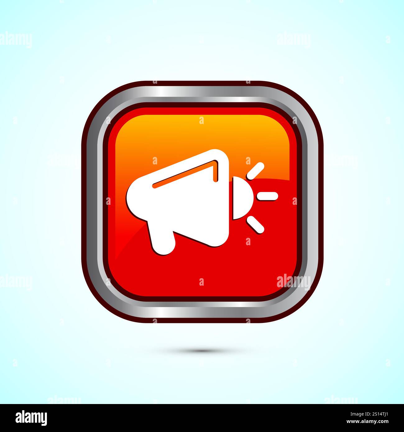 Megaphone-Symbol-Design-Illustration, Lautsprechersymbol, Rufzeichen. Schaltflächendesign Stock Vektor