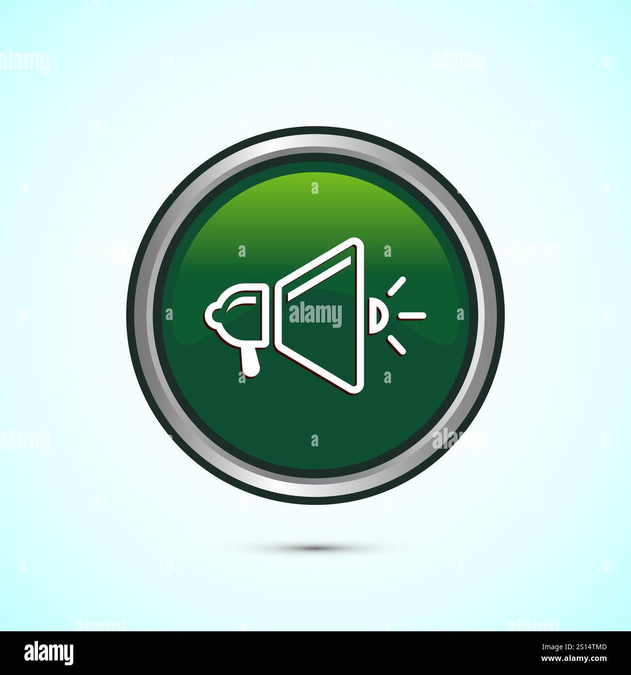 Megaphone-Symbol-Design-Illustration, Lautsprechersymbol, Rufzeichen. Schaltflächendesign Stock Vektor