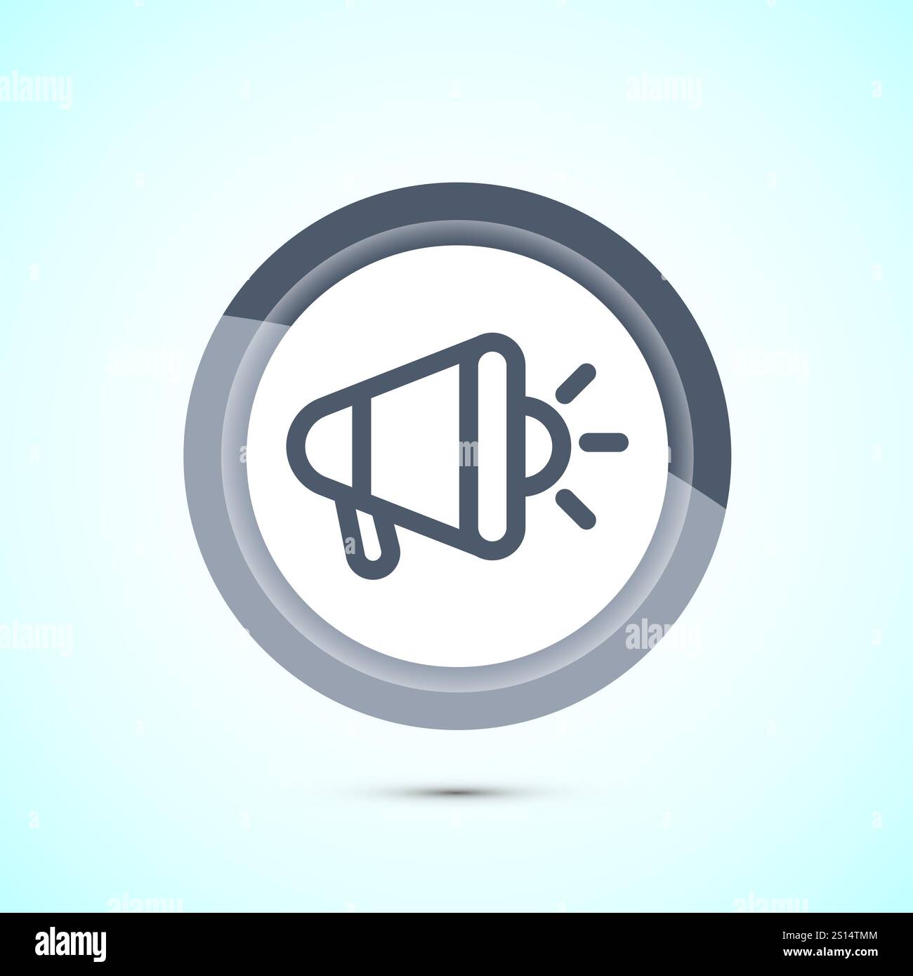 Megaphone-Symbol-Design-Illustration, Lautsprechersymbol, Rufzeichen. Schaltflächendesign Stock Vektor