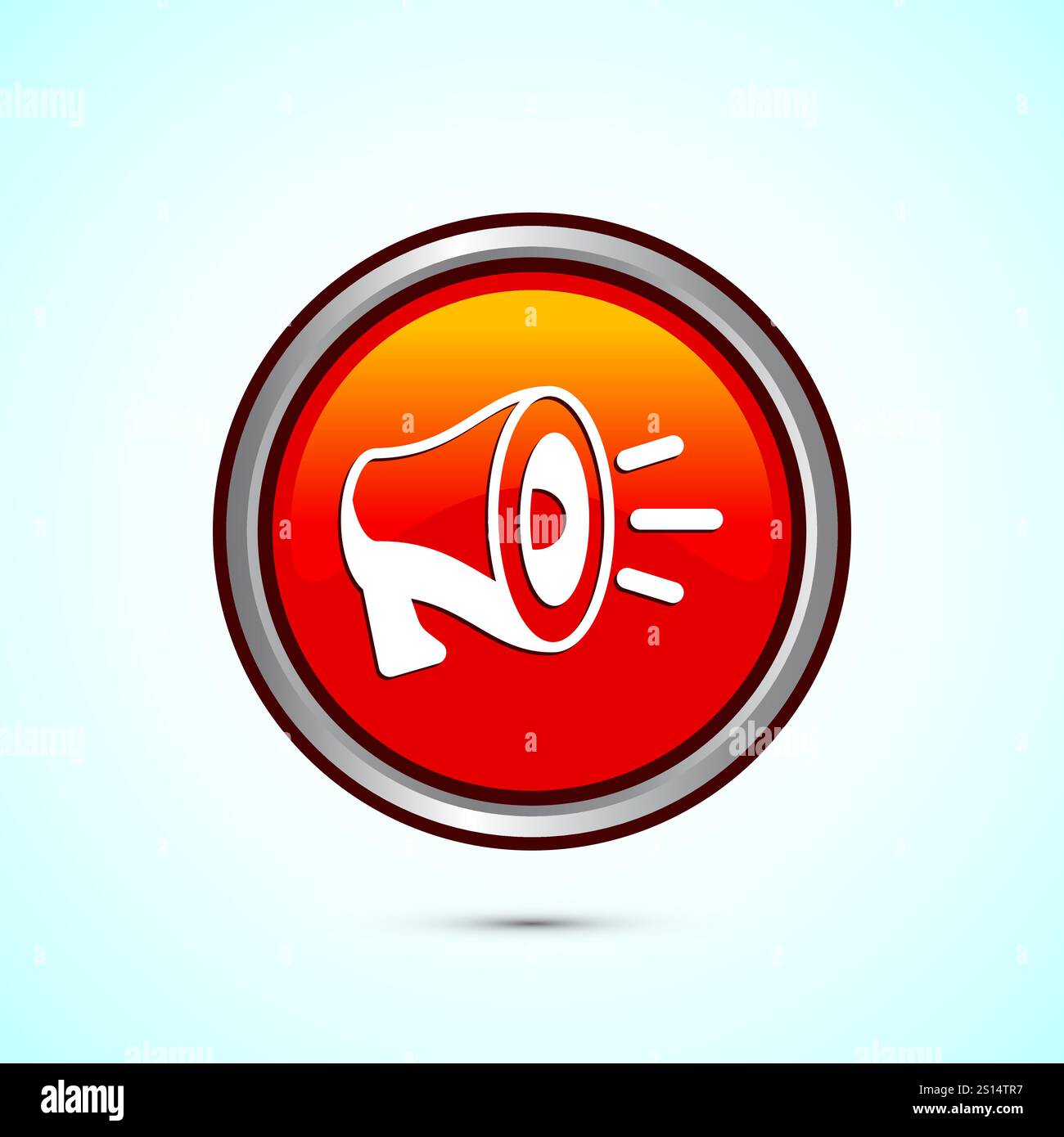 Megaphone-Symbol-Design-Illustration, Lautsprechersymbol, Rufzeichen. Schaltflächendesign Stock Vektor