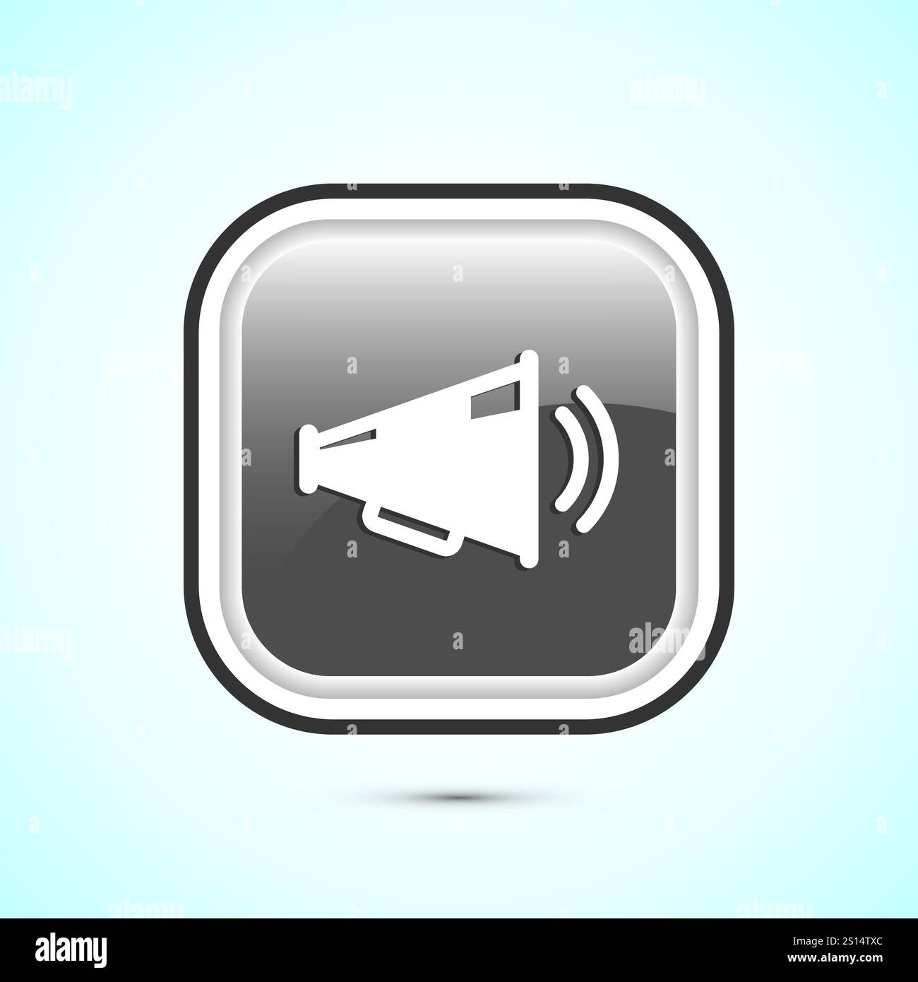 Megaphone-Symbol-Design-Illustration, Lautsprechersymbol, Rufzeichen. Schaltflächendesign Stock Vektor