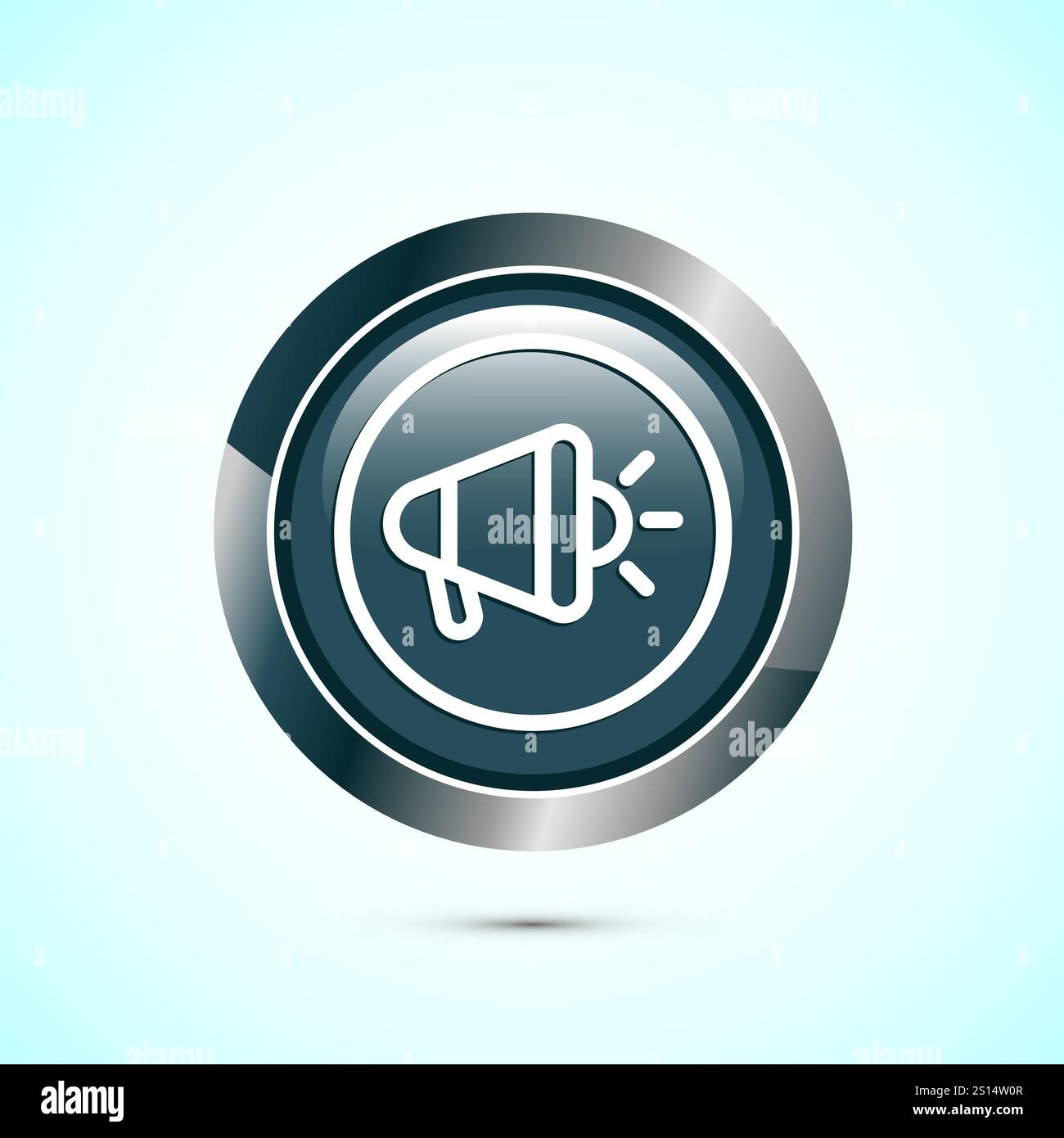 Megaphone-Symbol-Design-Illustration, Lautsprechersymbol, Rufzeichen. Schaltflächendesign Stock Vektor